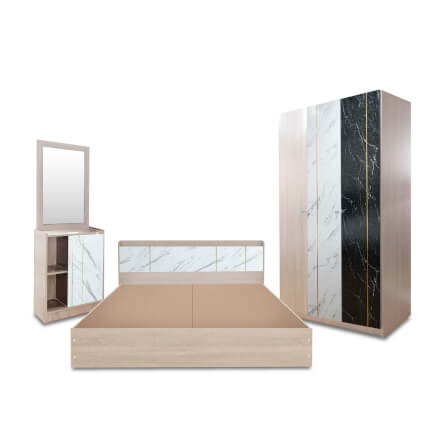 ชุดห้องนอน 6 ฟุต SOLOMON รุ่น MARBLE สีขาว ไม่รวมที่นอน